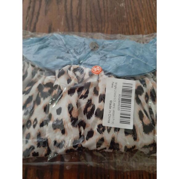 New Sz 90 (2T) MingAo Denim Cheetah Leopard Animal Print Dress Elastic Waist - Picture 11 of 11